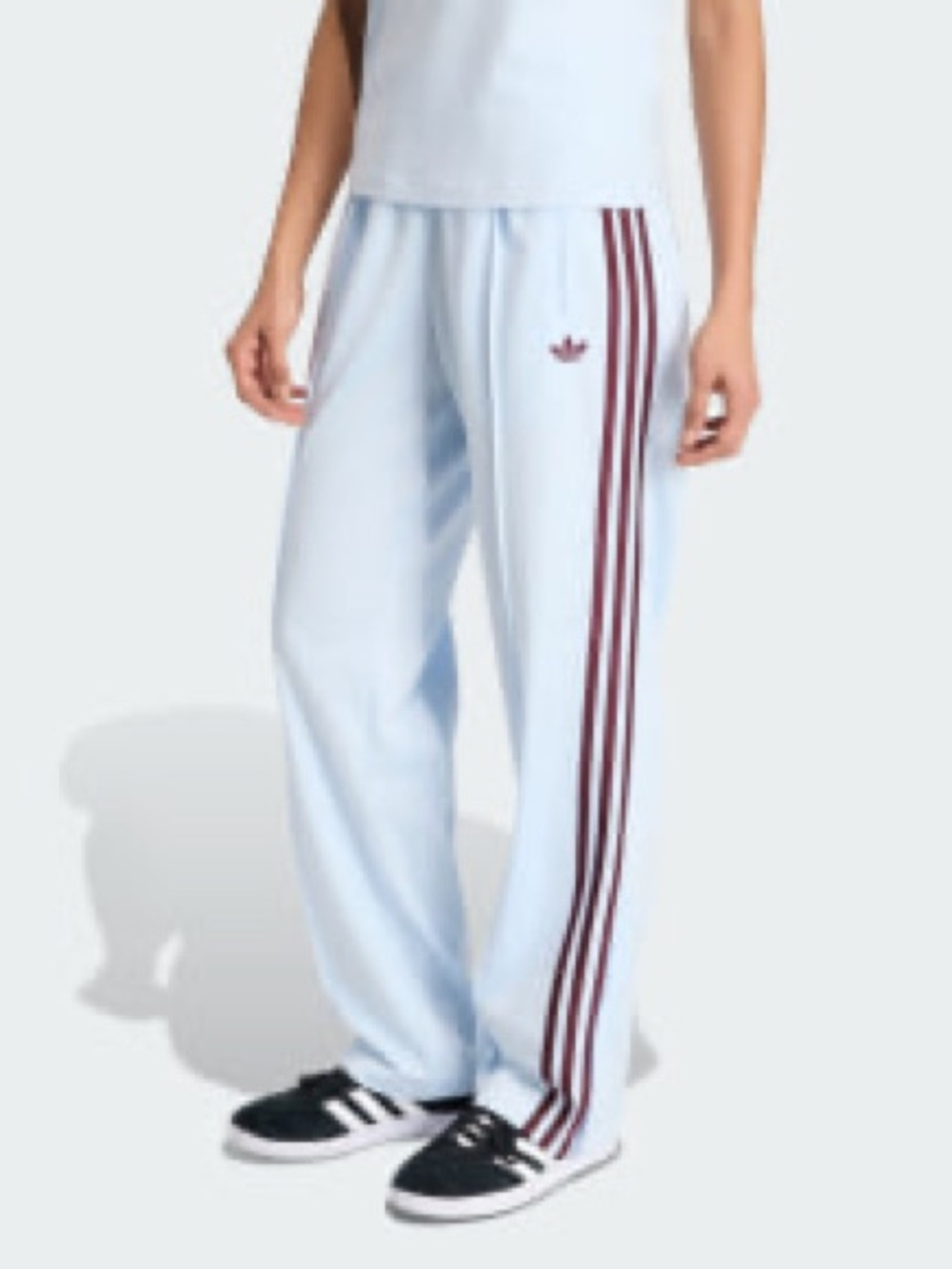 adidas Light Blue Track Pants with Dark Side Stripes